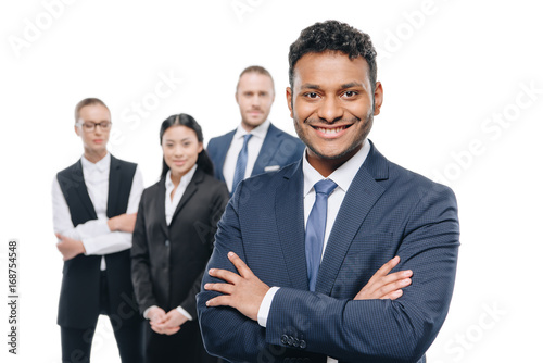 african american businessman with colleagues