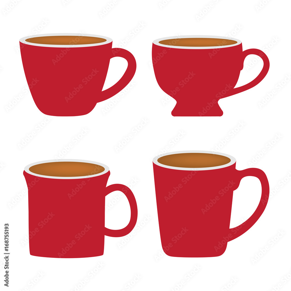 set of red coffee cups- vector illustration set of red coffee cups- vector illustration