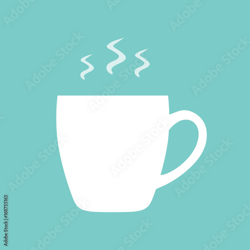 white cup with hot coffee or tea- vector illustration