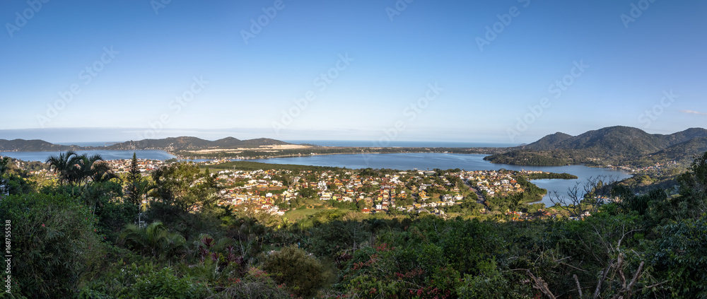 Panoramic aerial view of Lagoa da Conceicao - Florianopolis, Santa Catarina, Brazil