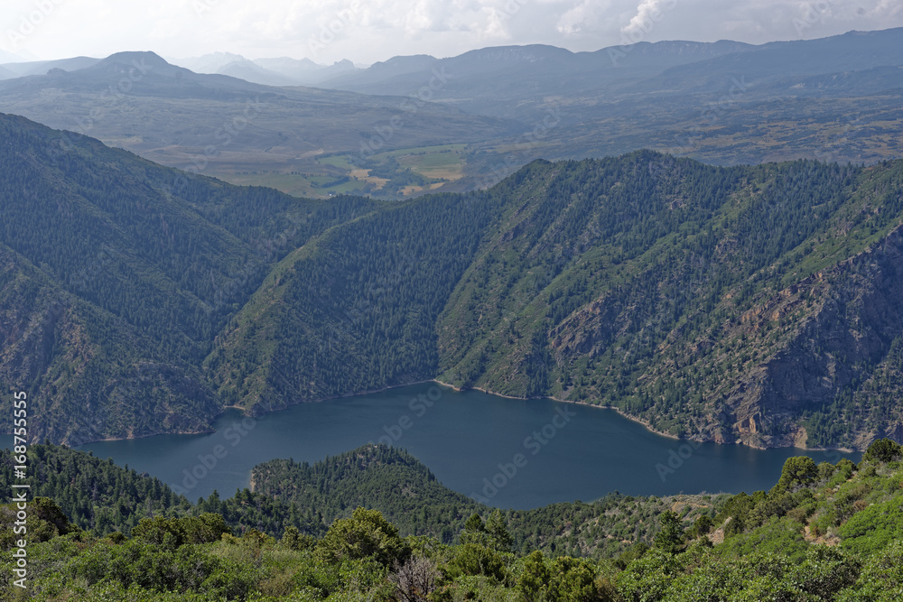 Overlook view of Morrow Point Reservoir in the Black Canyon of the Gunnison National Park near Montrose, Colorado, U.S.A.