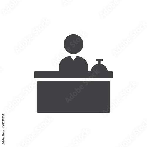 Front Desk icon vector, filled flat sign, solid pictogram isolated on white. Reception symbol, logo illustration. Pixel perfect vector graphics
