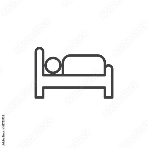 Hotel Bed line icon, outline vector sign, linear style pictogram isolated on white. Symbol, logo illustration. Editable stroke. Pixel perfect vector graphics