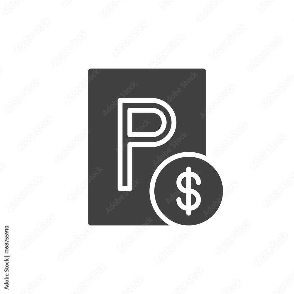 Paid parking icon vector, filled flat sign, solid pictogram isolated on white. Symbol, logo illustration. Pixel perfect vector graphics Paid parking icon vector, filled flat sign, solid pictogram isolated on white. Symbol, logo illustration. Pixel perfect vector graphics