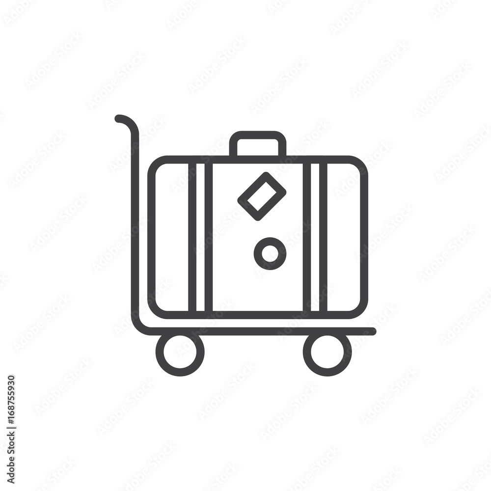 Luggage trolley with suitcase line icon, outline vector sign, linear style  pictogram isolated on white. Baggage transportation symbol, logo  illustration. Editable stroke. Pixel perfect vector graphics Stock-vektor |  Adobe Stock