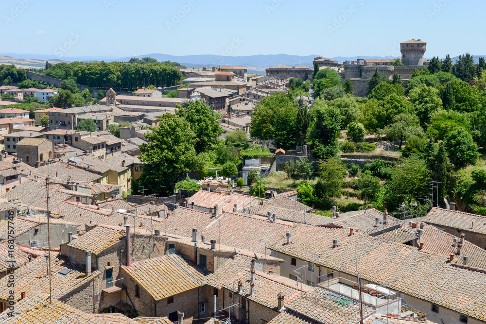 Panoramic view at the old town of Volterra on Italy
