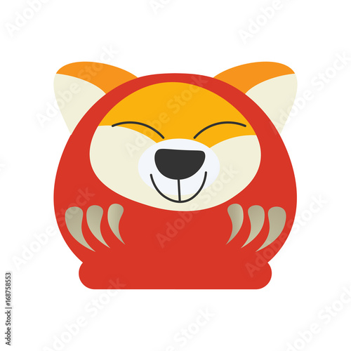 Cute Japanese Traditional Daruma Doll with a dog face. Great as vector illustration for New Year of The Dog.