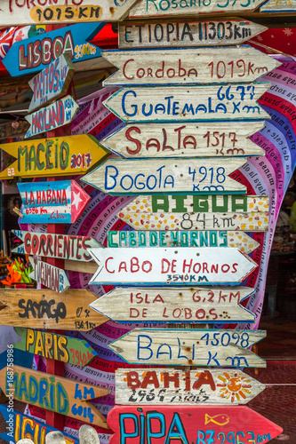 Sign in Punta del Este Beach, Uruguay