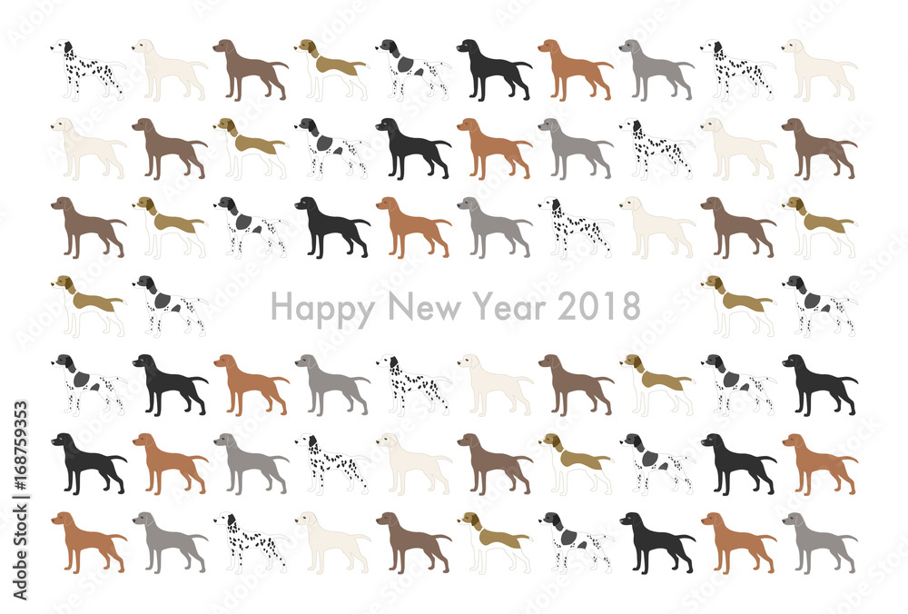 18年戌年年賀状イラスト 犬種の模様 Stock Vector Adobe Stock