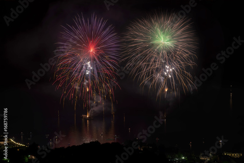 Sorrento, Italy; fireworks at sea.