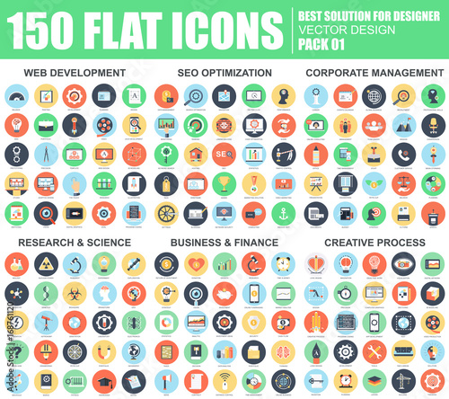 Flat web icons pack