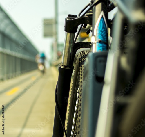 Close up of a bicycle with a blured background