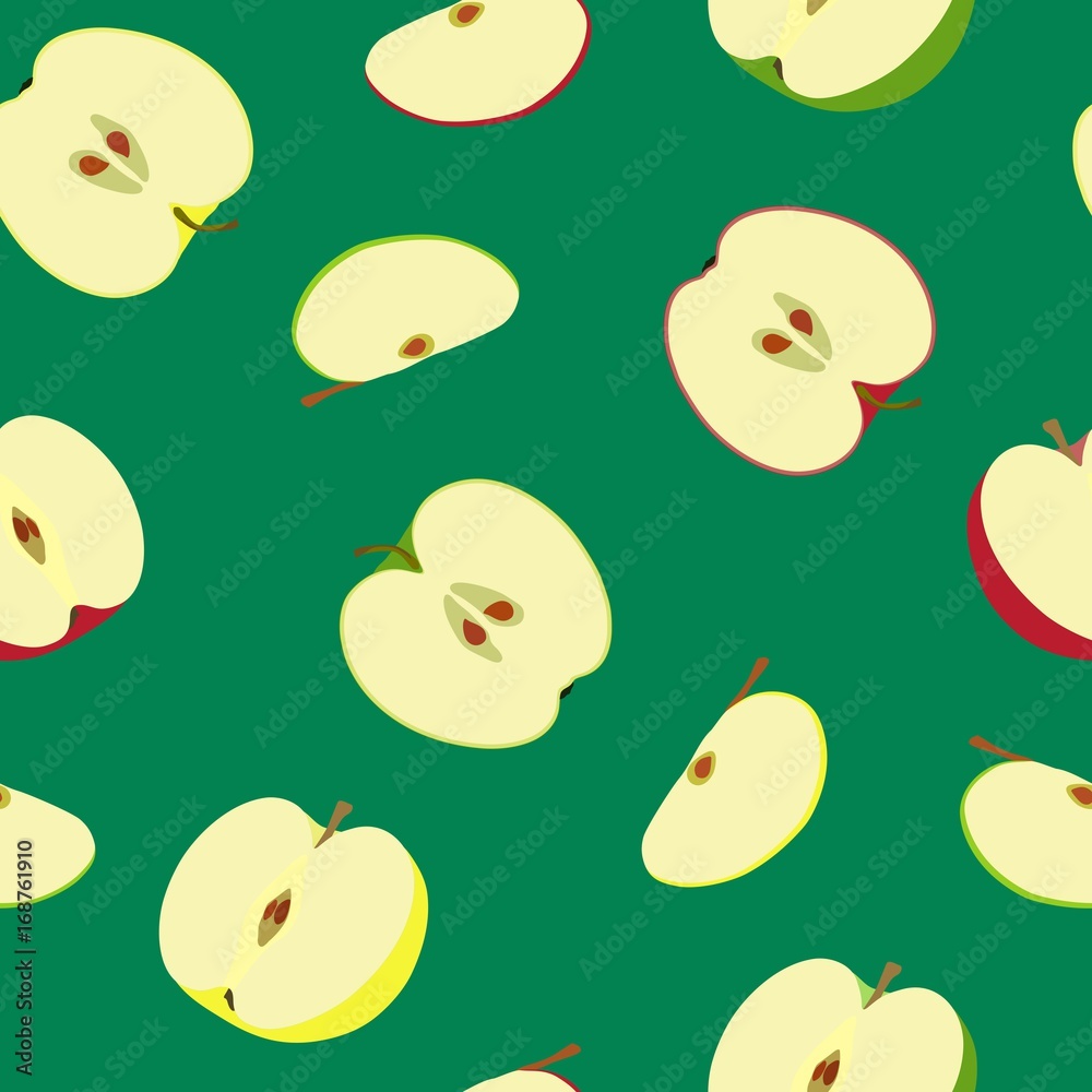 Seamless pattern with different halves of apples. Vector illustration. Seamless pattern with different halves of apples. Vector illustration.