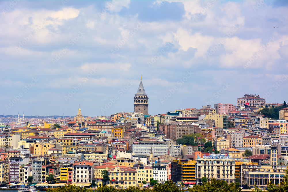 panorama of the city on the Bosphorus canal in Istanbul