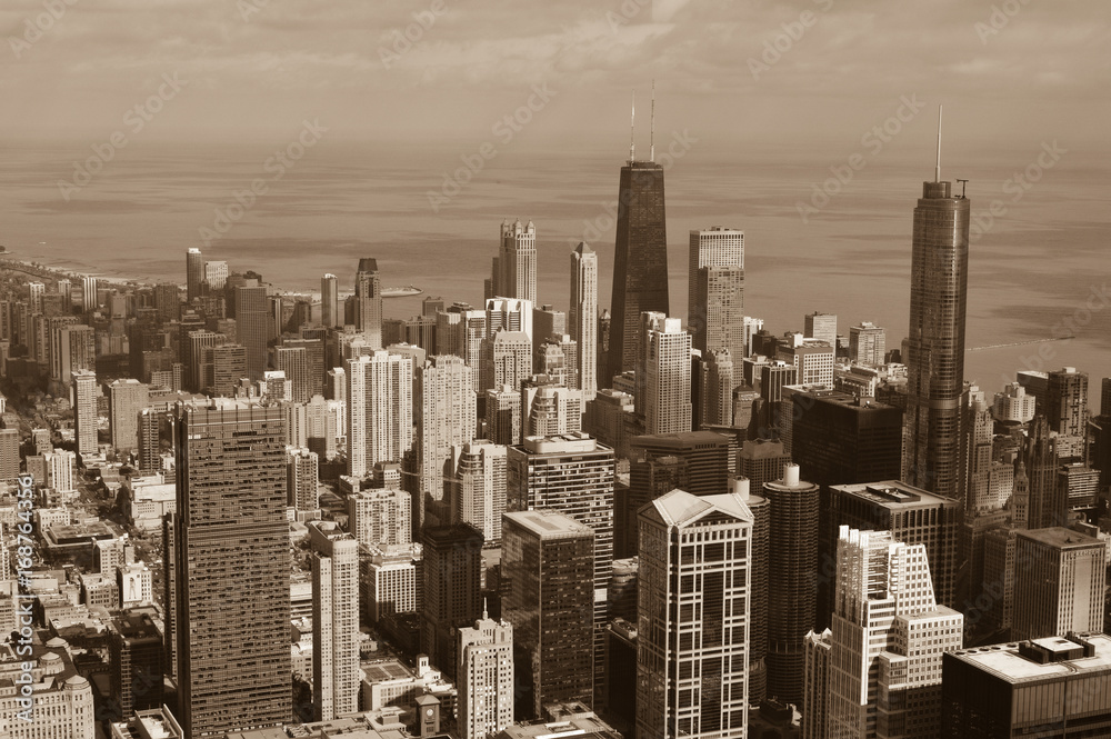 panorama of Chicago city in Illinois United States
