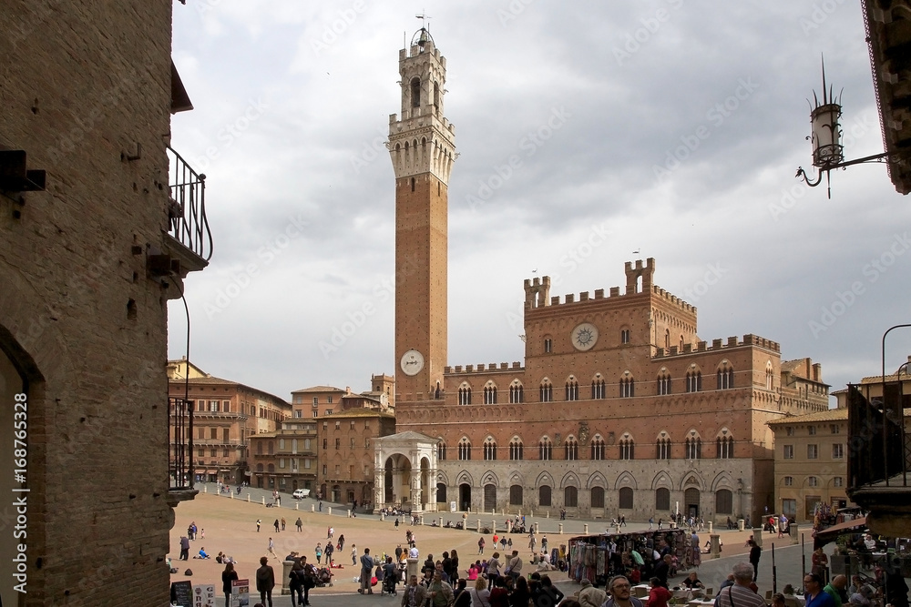 Obraz premium Palazzo Pubblico and Torre del Mangia, Siena, Tuscany, Italy