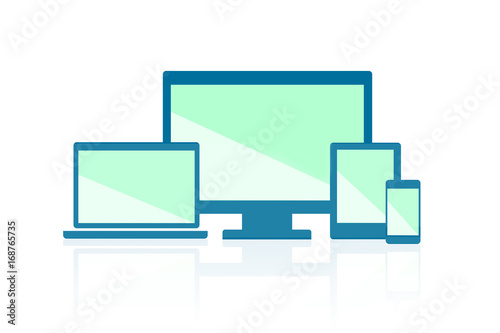 Responsive Web Design Flat Icon Group Illustration