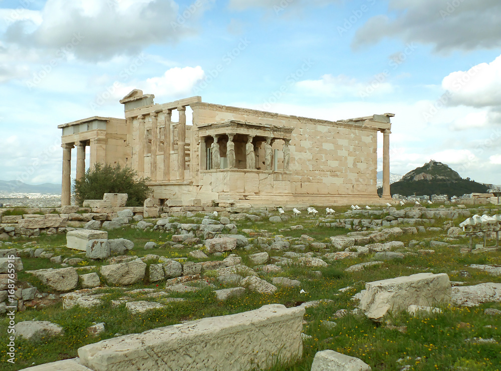 The Erechtheum or the Erechtheion, an Ancient Ionic Temple on the