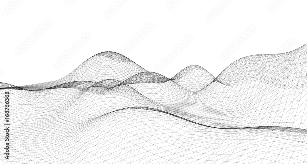 Fototapeta premium Abstract terrain wireframe landscape background.