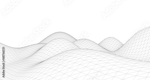 Abstract terrain wireframe landscape background.