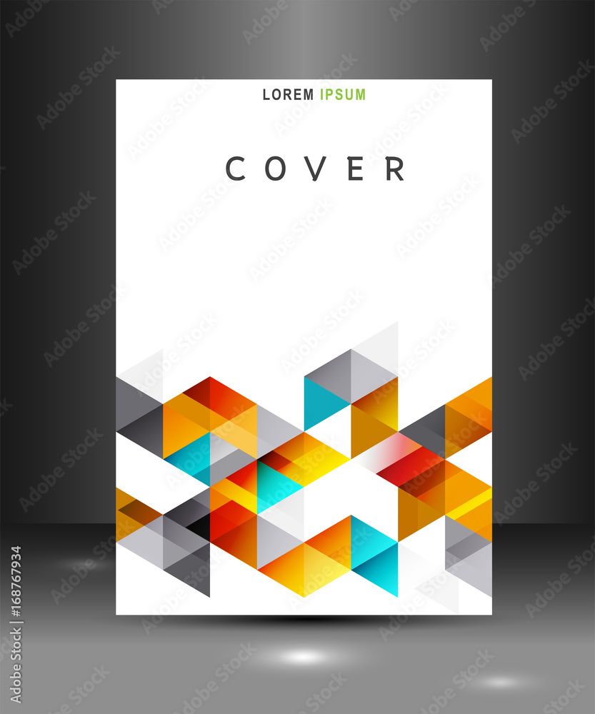 Cover template with triangle geometry overlapping for corporate business design background