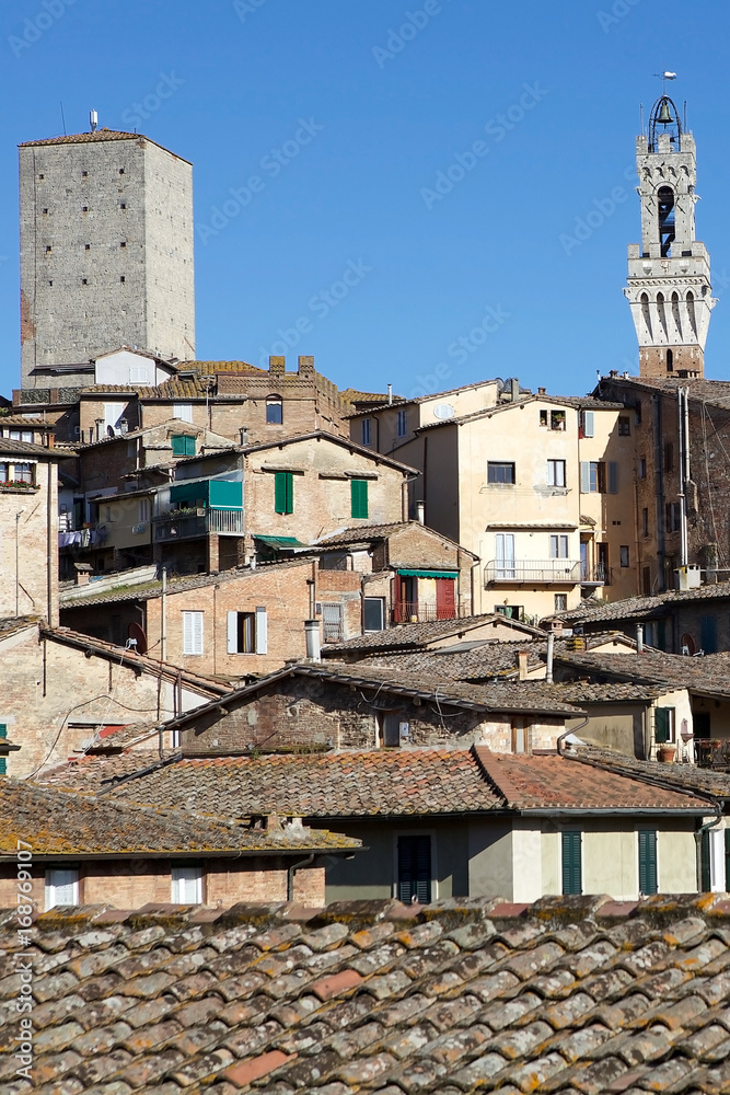 View of historic city of Siena, Tuscany, Italy