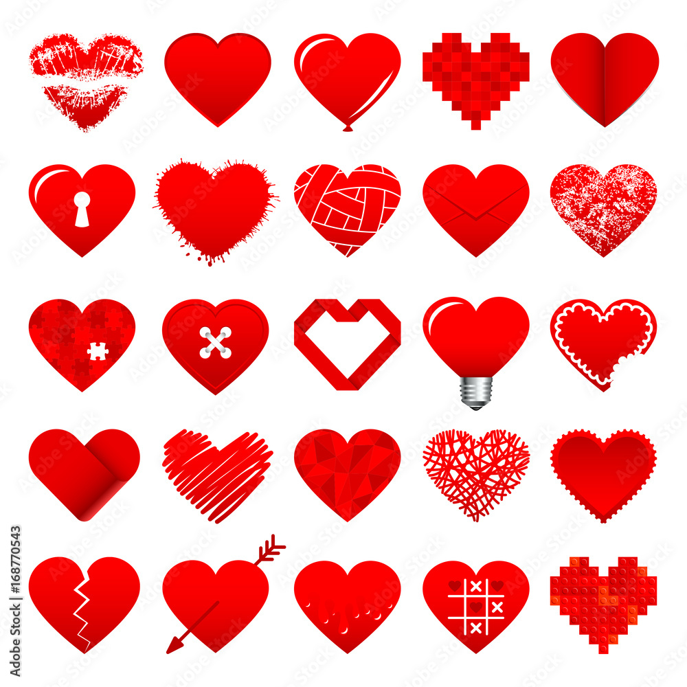 Red Hearts Icons Set Red Hearts Icons Set
