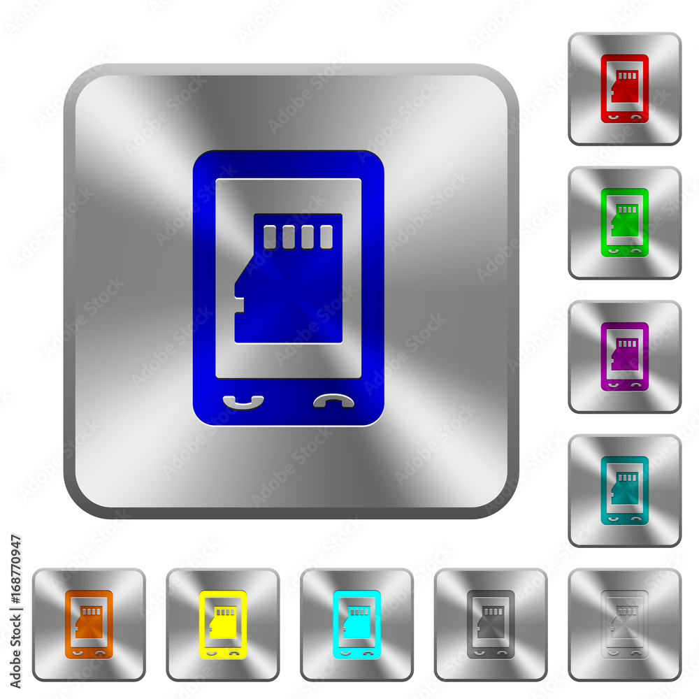 Mobile memory card rounded square steel buttons Mobile memory card rounded square steel buttons