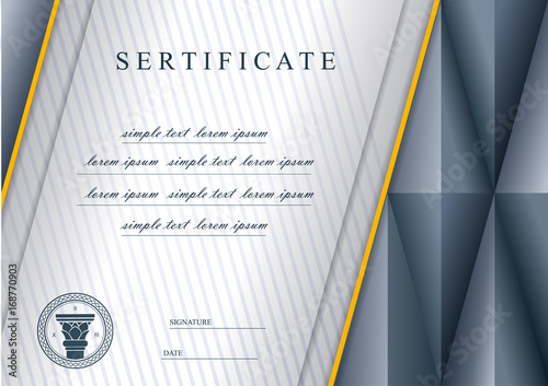 Template for certificate with 3D relief. Technological design. Vector graphics