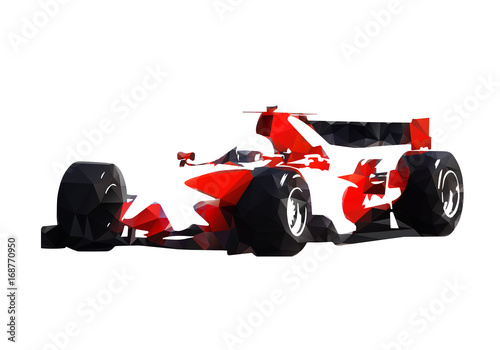 Red formula racing car, abstract geometric vector silhouette