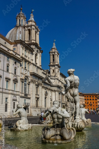 Fountain of the Four River on Navona square in Rome, Italy