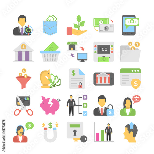 Banking and Finance Flat Colored Icons 6