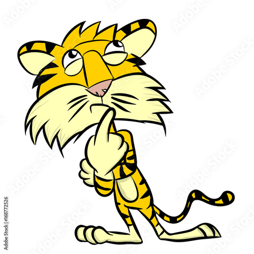 Fototapeta Naklejka Na Ścianę i Meble -   Illustration of tiger be thinking - Vector illustration