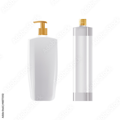 Template of cream in bottle dispenser, spray in beautiful bottle.