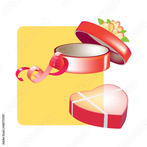 Gift box with heart-shaped and circle shapes sweets. Pleasant surprise.