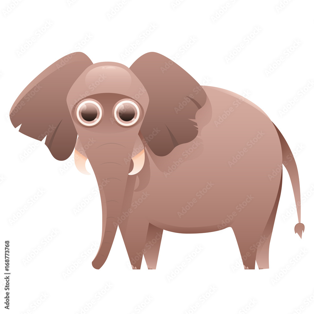Naklejka premium Elephant cute cartoon character isolated on white background. Vector illustration