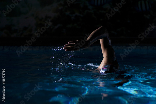 Swimmer Crol Style at Night.