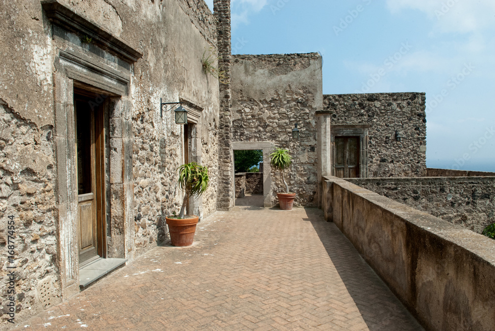 Ischia; Castello Aragonese, a terrace.