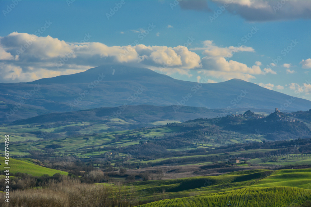 Colorful nature in the Tuscan countryside in the province of Siena