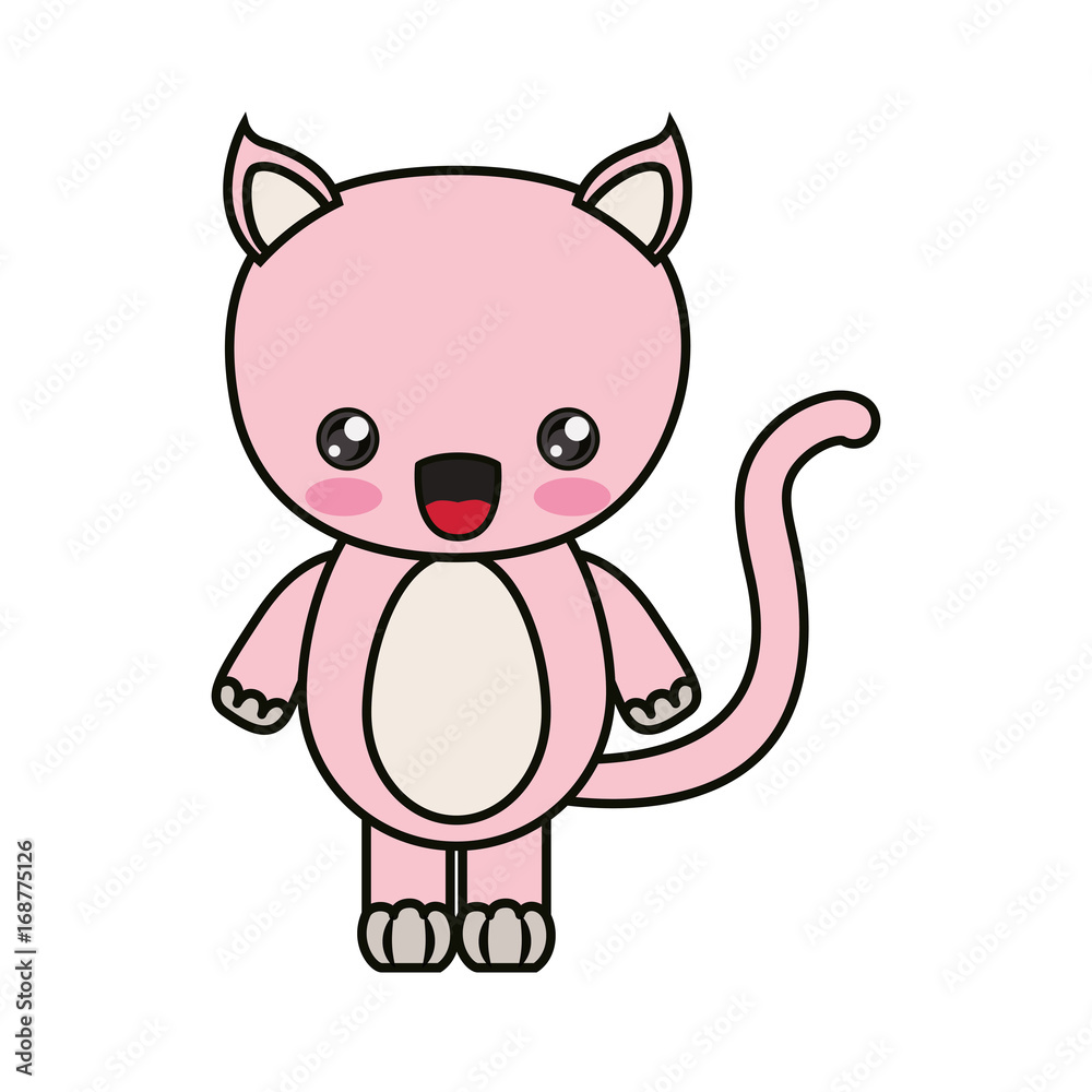 colorful kawaii caricature cute surprised expression of cat animal colorful kawaii caricature cute surprised expression of cat animal