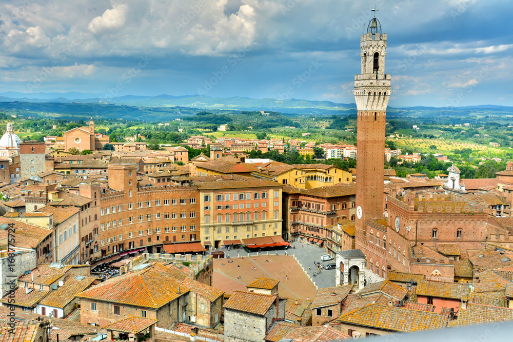 panorama of the city of siena in tuscany