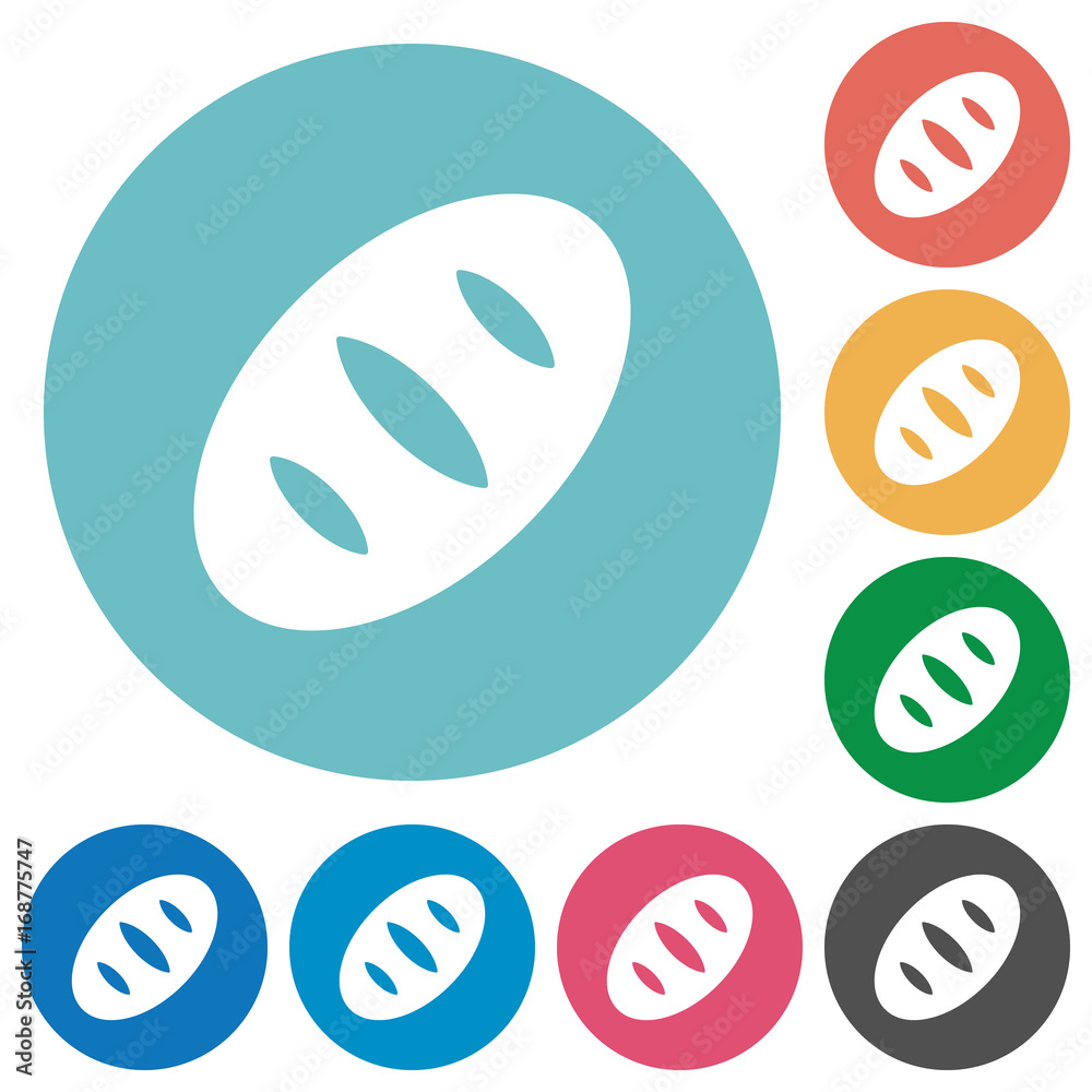 Bread flat round icons