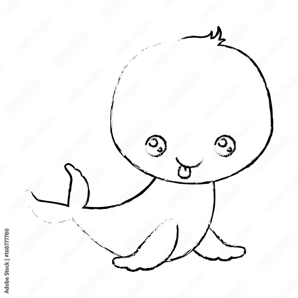blurred silhouette of kawaii caricature cute expression and tongue out of seal aquatic animal blurred silhouette of kawaii caricature cute expression and tongue out of seal aquatic animal