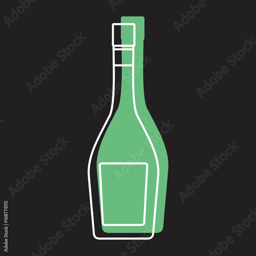 Bottle alcohol champagne in line with color silhouette style icon vector