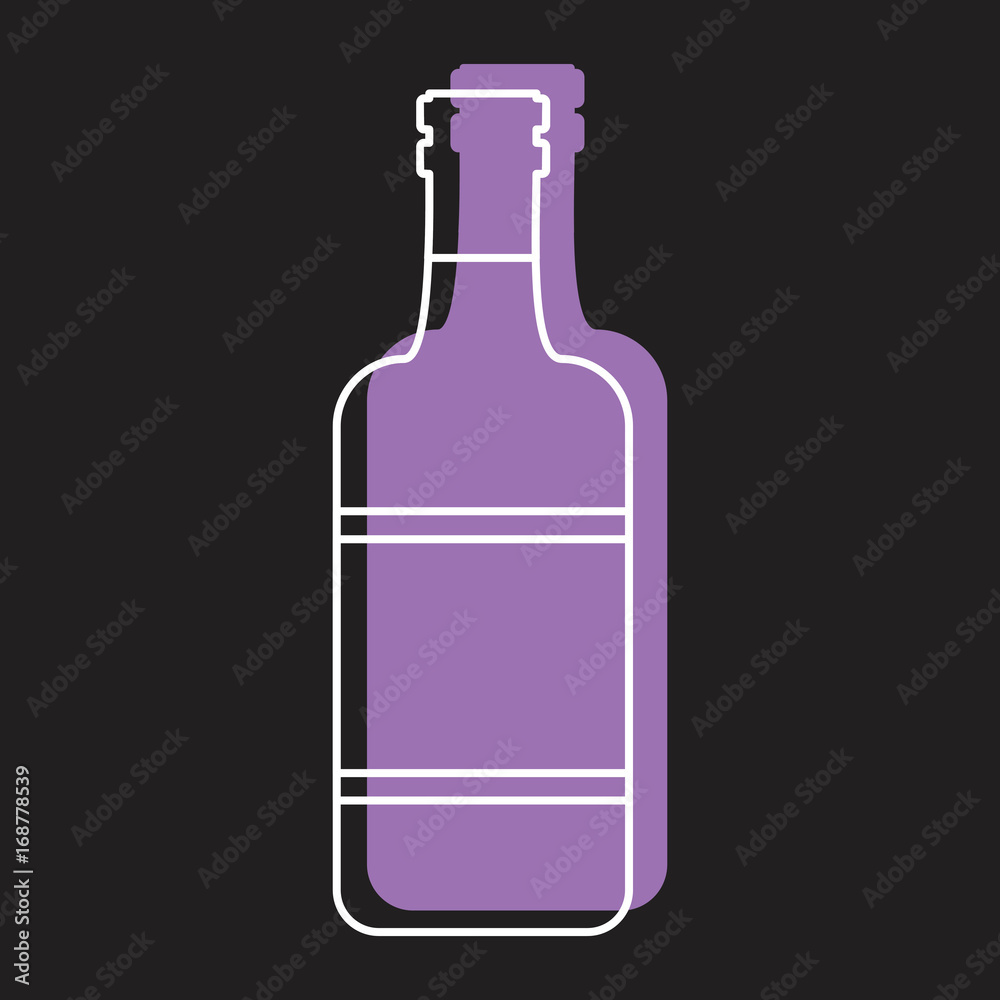 Bottle alcohol wine in line with color silhouette style icon vector illustration Bottle alcohol wine in line with color silhouette style icon vector illustration