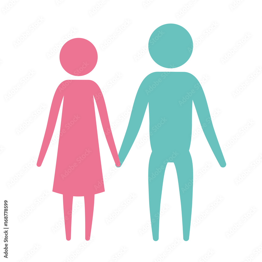 color silhouette pictogram couple holding hands