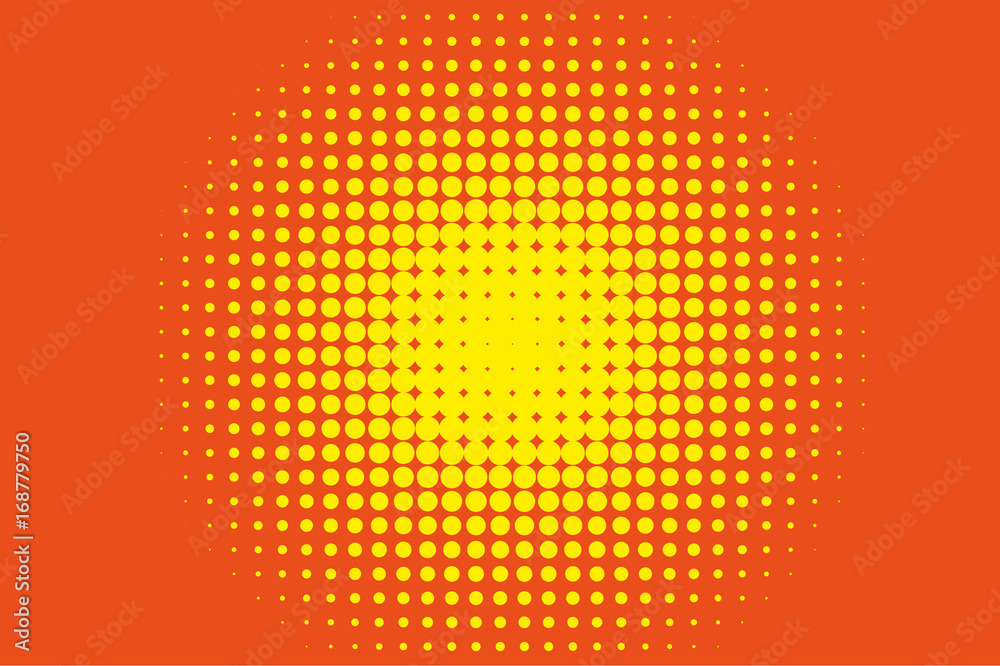 Comic pattern. Halftone background. Orange-yellow color. Dotted retro backdrop