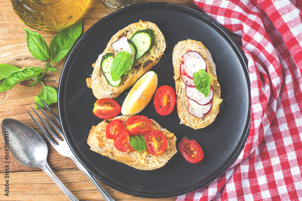 Italian bruschetta with roasted tomatoes Italian bruschetta with roasted tomatoes