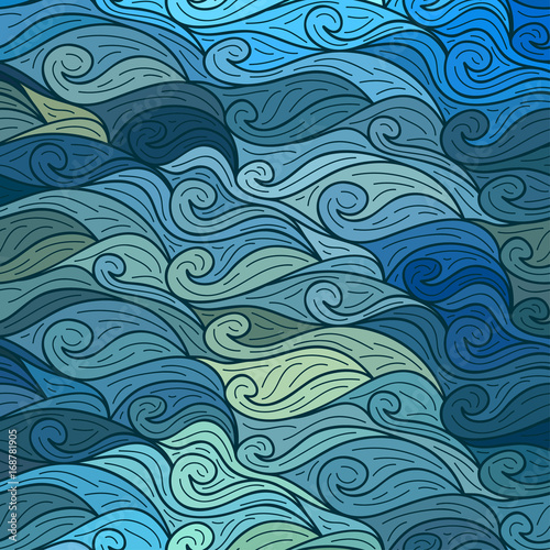 Vector wave background of doodle hand drawn lines