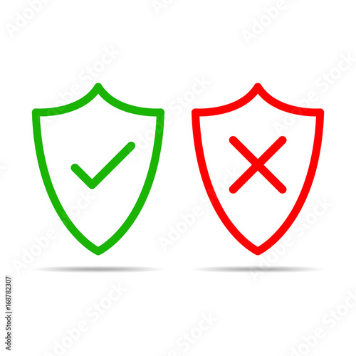 Free Download Shields with cross and chek mark. Vector illustration - GFXLoad